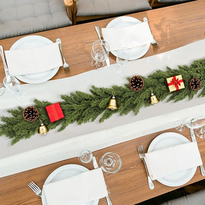 Christmas Garland 6ft, Artificial Norfolk Pine Garlands, Real Touch Garlands for Decoration Christmas, Christmas Cedar Garland for Table, Mantle, Wall, Fireplace, Indoor (Greenery Cypress Garland)