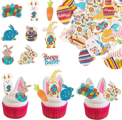 Ephlyn 72Pcs Edible Toppers - Easter & Birthday Cupcake Toppers for Kids & Parties