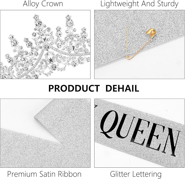 Crystal Tiara Crown for Women, Rhinestone Queen Headband Wedding Bridal Hair Accessories, Princess Crown for Birthday Prom Quinceañera Party Pageant Halloween Cosplay