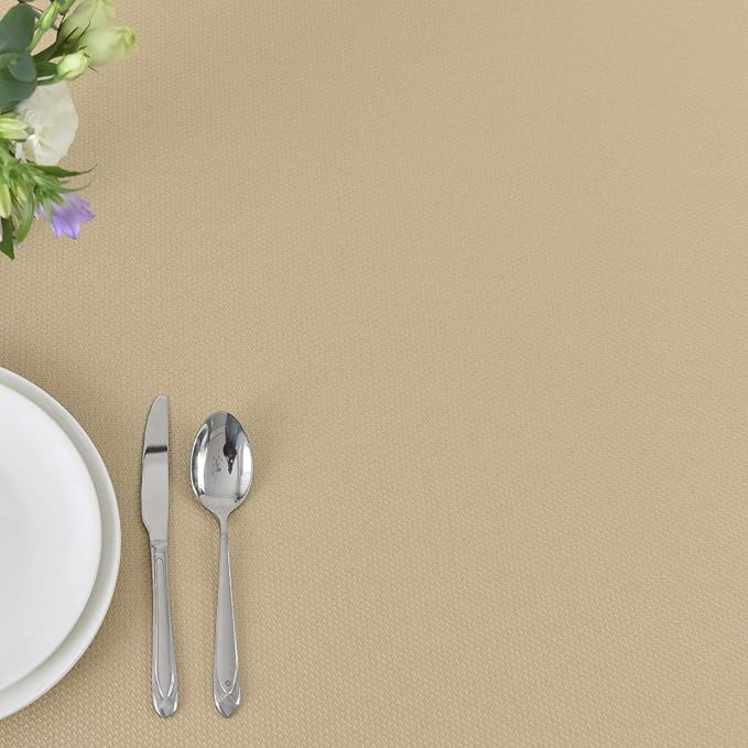 maxmill Textured Rectangle Tablecloth Water Resistant Wrinkle Free Spill-Proof, Soft Jacquard Table Cloth for Buffet Banquet Parties Event Holiday Dinner, Indoor and Outdoor Use, 60 x 84 Inch Beige