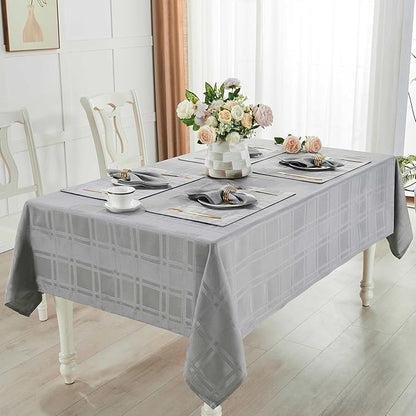 Plaid Cloth Napkins Set of 8, Checkered Style Jacquard Fabric Polyester Washable Reusable Cloth Napkins for Kitchen Dining Restaurants Wedding Party 17X17 Inch Grey