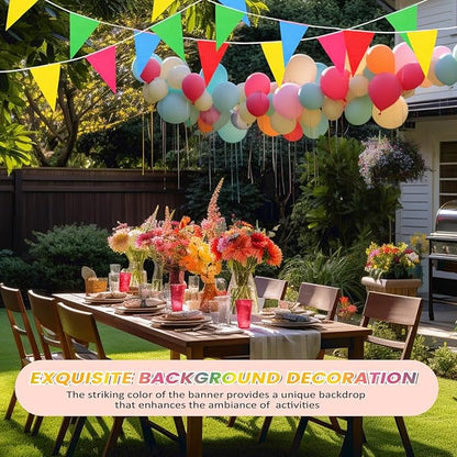 100 Feet Pennant Banners Flags 75 Solid String Triangle Flags for Grand Opening, Carnival Theme Birthday Party Decoration Outdoor Events Classroom Decoration(Bright Color)