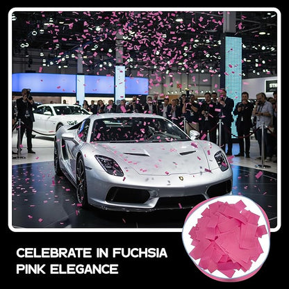 Ultimate Confetti, Fuchsia Pink Tissue Paper Confetti - Rectangular Flame-Resistant and Slow-Falling Biodegradable Confetti for Cannon and Launcher use, Best for Celebrations - 1 lb, 16 oz