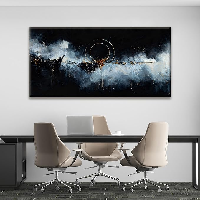Large Abstract Wall Art For Living Room Modern Abstract Wall Decor Painting Maximalist Gold Circle Canvas Wall Art Decor Prints Artwork Bedroom Hotel Office Home Wall Artwork 29" × 58"