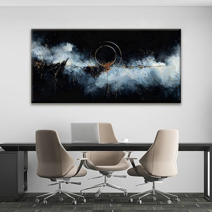 Large Abstract Wall Art For Living Room Modern Abstract Wall Decor Painting Maximalist Gold Circle Canvas Wall Art Decor Prints Artwork Bedroom Hotel Office Home Wall Artwork 29" × 58"