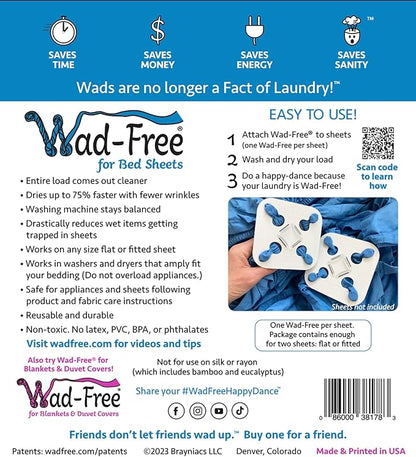 Wad-Free Bed Sheet Detangler Reduces Laundry Tangles - As Seen on Shark Tank, Made in USA