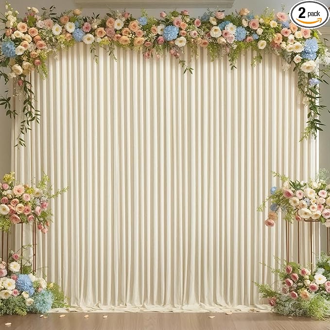 10x10 Beige Backdrop Curtain for Wedding Parties Wrinkle Free Beige Photo Curtains Backdrop Drapes Fabric Decoration for Baby Shower Photoshoot 5ft x 10ft,2 Panels