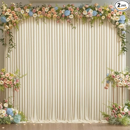 10x10 Beige Backdrop Curtain for Wedding Parties Wrinkle Free Beige Photo Curtains Backdrop Drapes Fabric Decoration for Baby Shower Photoshoot 5ft x 10ft,2 Panels