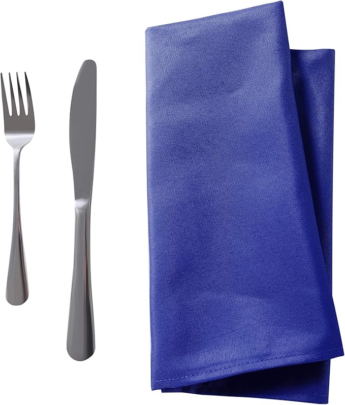 25pcs Polyester Cloth Napkins - 20 x 20 inch Royal Blue Dinner Washable Napkins with Hemmed Edges for Restaurant/Wedding/Hotel(25,Royal Blue)
