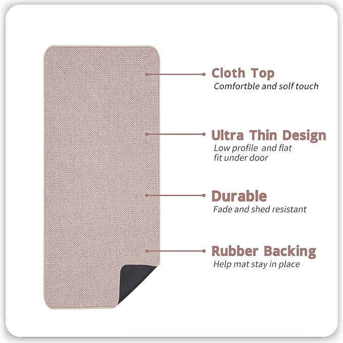 Bath Mat,Ultra Thin Bathroom Runner Rugs,Large Bath Mats for Bathroom,Quick Dry,Non-Slip,Machine Washable,Low Pile,Bath Rug,Shower Outside,Sink,Home Decor Accessories.Beige,2'x5'（24x60inch）