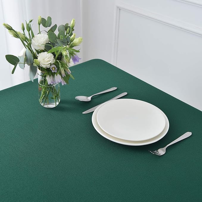 maxmill Textured Rectangle Tablecloth Water Resistant Wrinkle Free Spill-Proof, Soft Jacquard Table Cloth for Banquet Parties Event Holiday Dinner, Indoor and Outdoor Use, 60 x 84 Inch Hunter Green