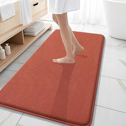 OLANLY Thick Memory Foam Bath Mat Rug 47x20, Extra Soft Absorbent Bathroom Rug, Quick Dry Bath Mats, Non-Slip, Machine Washable Carpet, Tub and Shower, Home Decor Accessories, Rustic Terracotta