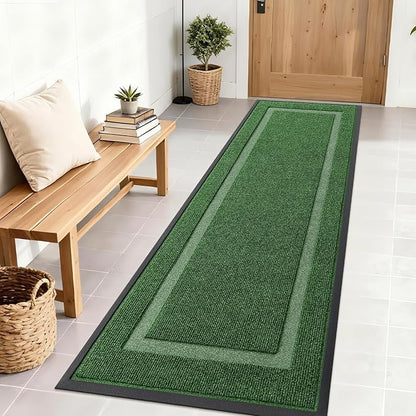 OLANLY Front Door Mat Indoor Outdoor Entrance, Waterproof All-Season, All-Weather Doormat, Sturdy Natural Rubber, Fade Resistant, Low Profile, Easy Clean Patio Porch Entryway Mat, 71x23, Green