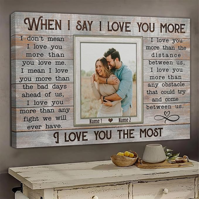 Dem Canvas Personalized Canvas Prints, Custom Love Canvas, When I Say I Love You More Wedding Gifts For Couple Canvas Anniversary Valentine Gift For Wedding Canvas (18x12)