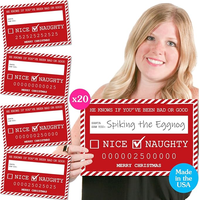 Big Dot of Happiness Santa's Naughty List Mug Shots - Christmas Party Photo Booth Props Party Mugshot Signs - 20 Count