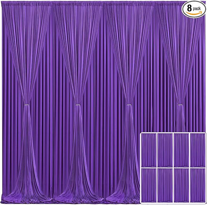 8 Panels Purple Backdrop Curtain for Parties Wedding Wrinkle Free Purple Photo Curtains Backdrop Drapes Fabric Decoration for Birthday Party Photography 40ft(W) x 10ft(H)