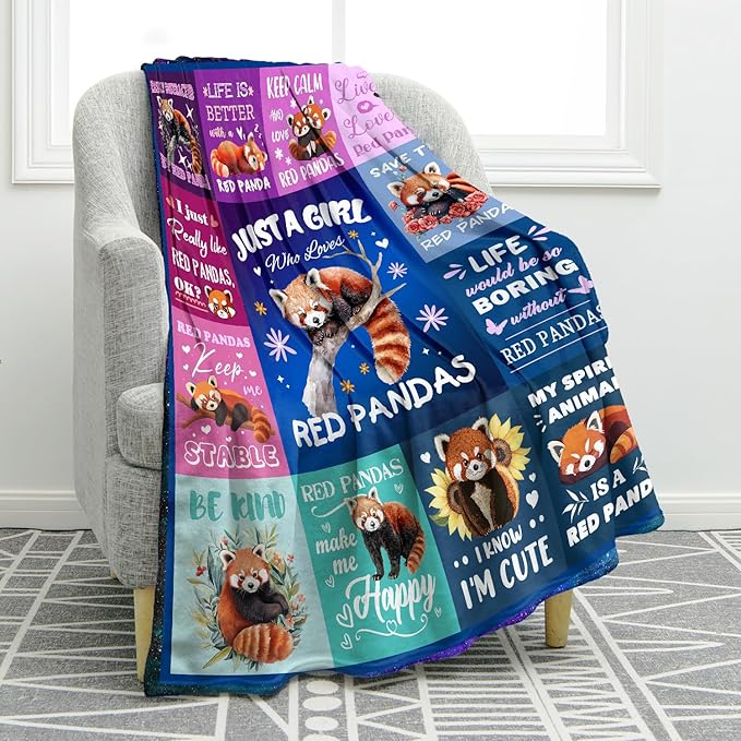 Jekeno Panda Blanket Cute Animals Gifts for Women Men Kids Girls Boys Mom Wife Friends Halloween Birthday Home Bedroom Living Room Decor Colorful Throw Blanket 50"x60"