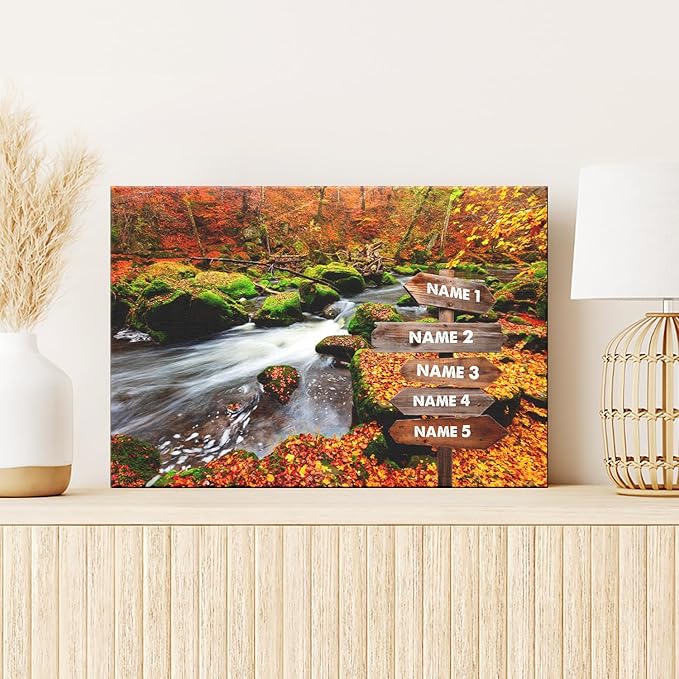Dem Canvas Personalized Family Street Signs With Names | The Autumn Forest | Photo Canvas Gifts