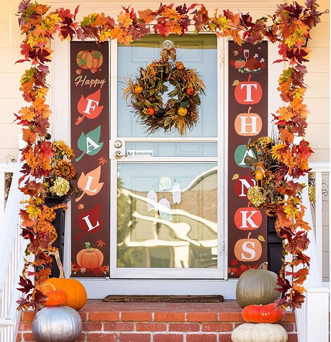 DearHouse 6 Pack Fall Garland Maple Leaf Clearance, 5.9Ft/Piece Hanging Vine Artificial Autumn Garland Thanksgiving Decor for Home Wedding Fireplace Party Christmas (Brown)