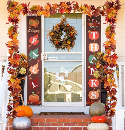 DearHouse 6 Pack Fall Garland Maple Leaf Clearance, 5.9Ft/Piece Hanging Vine Artificial Autumn Garland Thanksgiving Decor for Home Wedding Fireplace Party Christmas (Brown)