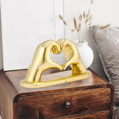 Book Ends Heart Design for Mom, Gold Bookends for Shelves, Non-Skid Bookend, Heavy Duty Resin Book Stopper for Books, Decorative Holder, Gifts for Mother's Day 10.43 x 3.93 x 5.51’’, Gold