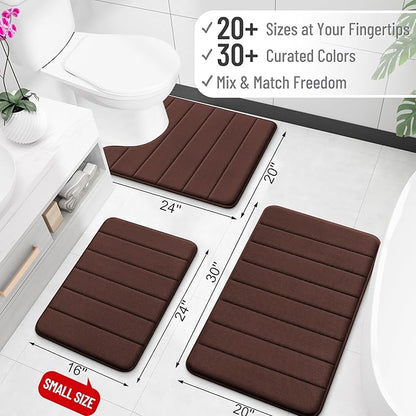 OLANLY Memory Foam Bath Mat 44x24, Super Soft Absorbent Bathroom Rugs, Quick Dry, Machine Washable Shower Floor Rugs, Bathmat Carpet, Bathroom Home Decor Accessories, Brown