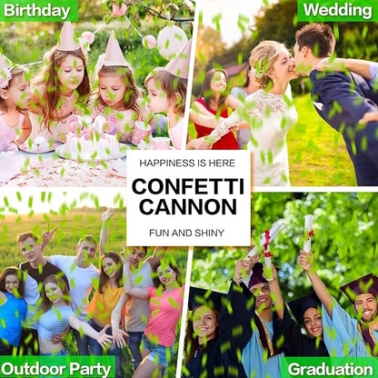 Confetti Cannon 12Pack Green Party Popper Shooters 12 Inch Confftti Poppers for Wedding Birthday Graduation Baby Shower Party Celebrations Supply Launches 20-25ft