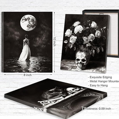 Framed Dark Academia Wall Art, Victorian Gothic Wall Art, Creepy Dark Moody Decor Aesthetic Decor for Bedroom Living Room Gallery Home (Framed, 8x10in, Set of 6, Ready to Hang)