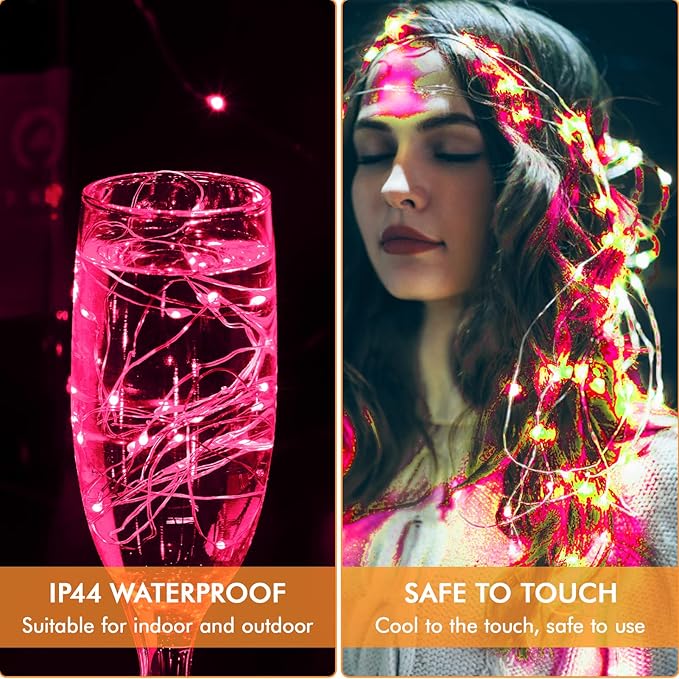 12 Pack Fairy Lights Battery Operated String Light，7FT 20LED Waterproof Silver Wire Christmas Lights Outdoor,Firefly Mini Light for Bedroom Party Birthday Wedding Indoor Decorations Home Decor