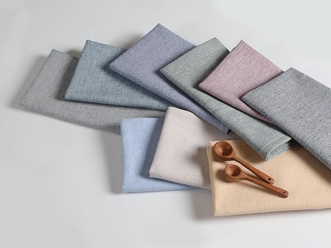 Native Fab Solid Cloth Napkin Set of 12, 100% Chambray Cotton, Washable, Reusable Dinner Cloth Napkin 17x17 inches, Table Decor Napkins for Dinner, Events, Beige
