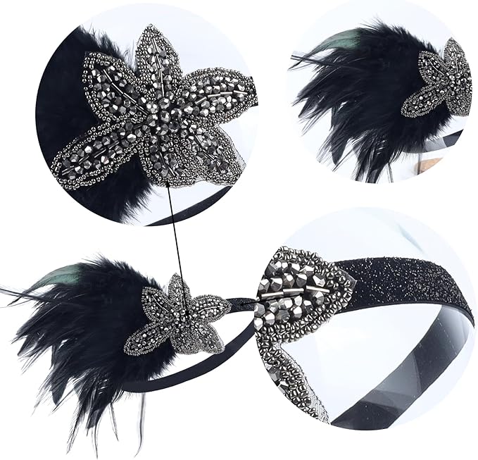 1920S Headband For Women Feather 20s Gatsby Headpiece Flapper Headband for Girl