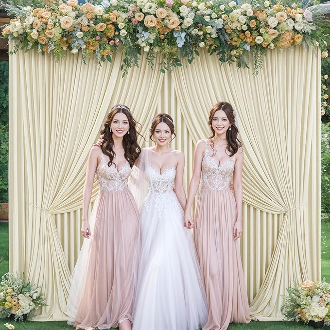 10x10 Beige Backdrop Curtain for Wedding Parties Wrinkle Free Beige Photo Curtains Backdrop Drapes Fabric Decoration for Baby Shower Photoshoot 5ft x 10ft,2 Panels