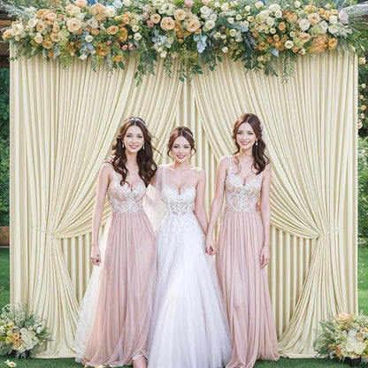 10x10 Beige Backdrop Curtain for Wedding Parties Wrinkle Free Beige Photo Curtains Backdrop Drapes Fabric Decoration for Baby Shower Photoshoot 5ft x 10ft,2 Panels