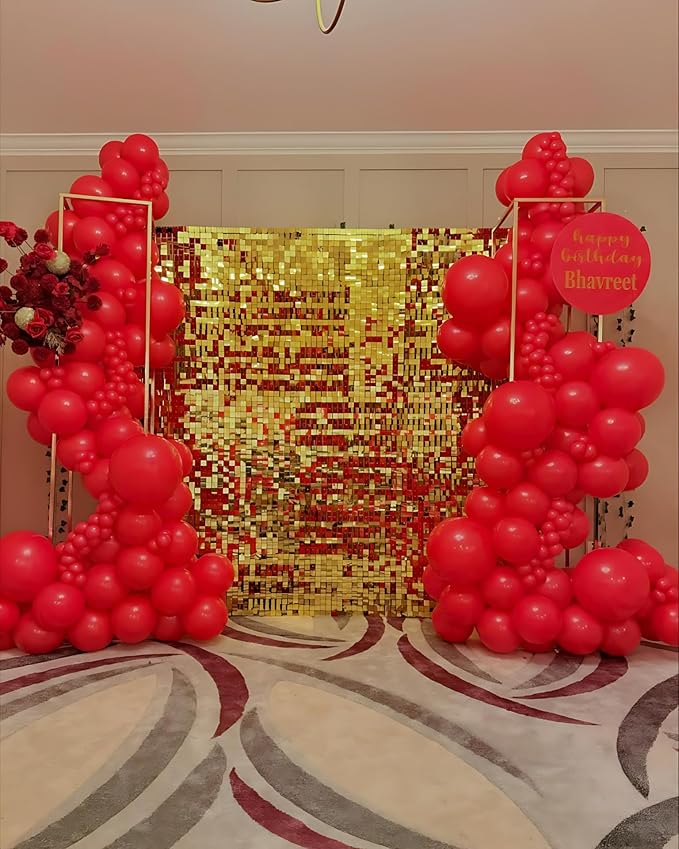 Gold Shimmer Wall Backdrop 12 Panels Cover 4 x 3 Ft, Photo Backdrops for Wedding,Anniversary,Birthday,Party Decoration