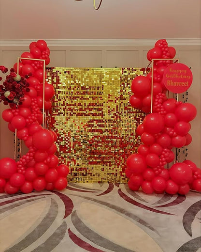 Gold Shimmer Wall Backdrop 36 Panels Cover 6 x 6 Ft, Photo Backdrops for Wedding,Anniversary,Birthday,Party Decoration