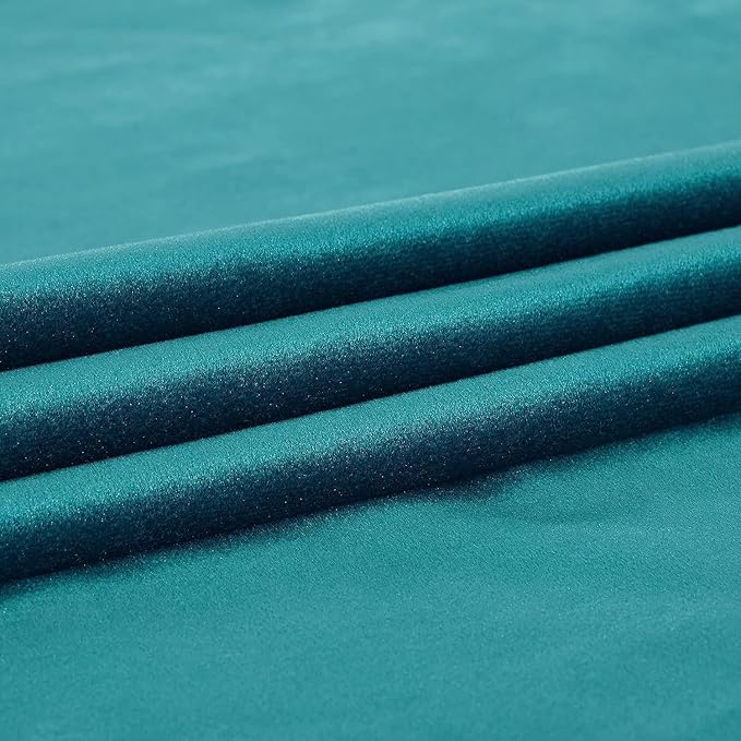 PRIMROSE Teal Velvet Curtains 72 inch Long for Living Room,Set of 2 Panels Blackout Rod Pocket Back Tab Window Treatment Room Darkening Heavy Decorative Curtains Drapes for Bedroom