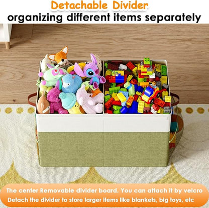 Large Toy Storage Box with Lid Upgraded Toy Storage Chest Organizer with Divider Foldable Toy Bin for Kids Boys Girls Playroom Nursery Bedroom (25"x13"x16")