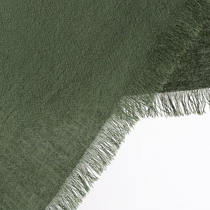 12 Pack Olive Green Cotton Linen Napkins with Fringe Green Cloth Napkins Set of 12 Boho Handmade Dinner Table Napkins for Wedding Bridal Baby Shower Tea Party, 17 x 17 Inches