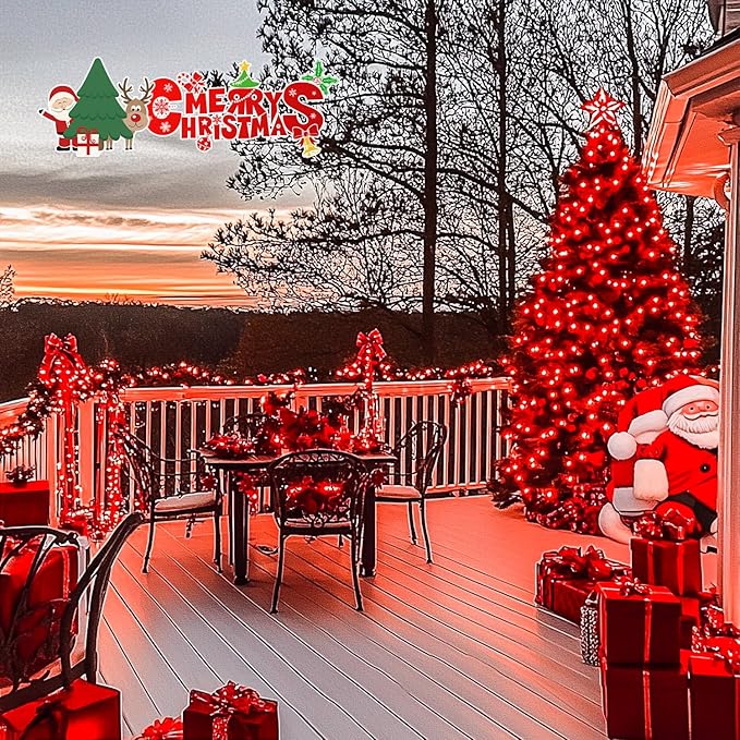 JMEXSUSS 200 LED Christmas Lights Indoor Outdoor, 66ft Connectable LED Red Christmas Lights Plug in, 8 Modes Red String Light for Tree Indoor Bedroom Garden Yard Porch House Xmas Decorations