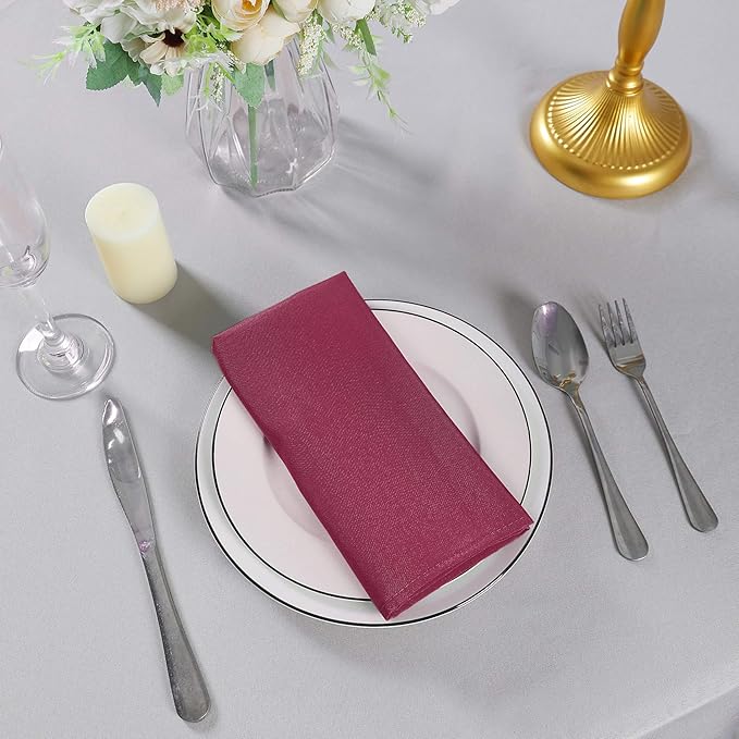 Cloth Napkins 17x17 inch Washable Polyester Dinner Napkins Soft Table Napkins for Wedding Party Dining Banquet(Burgundy,50PCS)