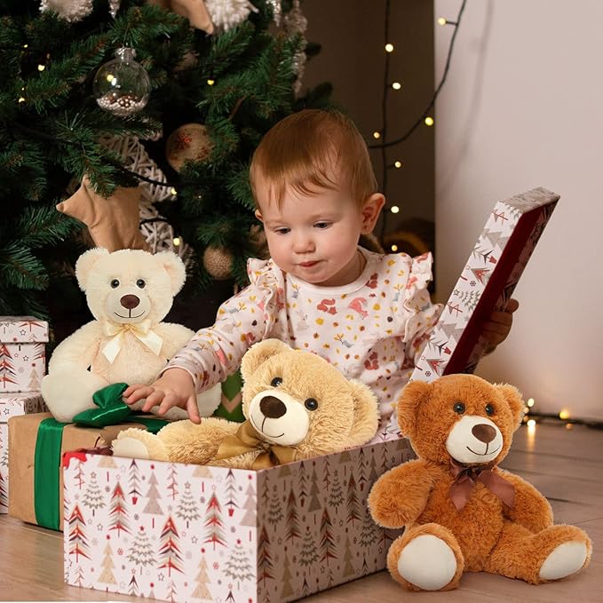 MaoGoLan 12 Pack Teddy Bears in Bulk, 14inch Small Stuffed Animals Teddy Bears for Baby Shower Wholesale Plushies for Themed Birthday Wedding Party Favors - 3 Colors