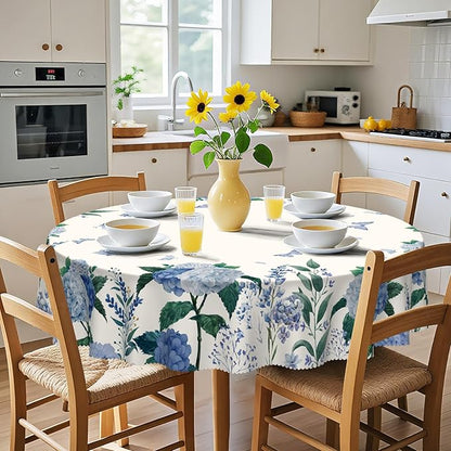 Eikione Round Tablecloth 70inch Floral Table Cloth, Colorful Tablecloths Polyester Waterproof Stain Wrinkle Free, Table Cover for Home Kitchen Dining Party Patio Decor