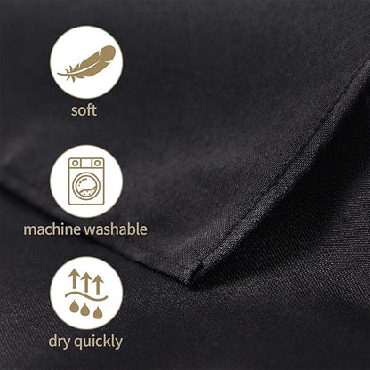 50pcs Polyester Cloth Napkins - 17 x 17 inch Black Dinner Washable Napkins with Hemmed Edges for Restaurant/Wedding/Hotel(50,Black)