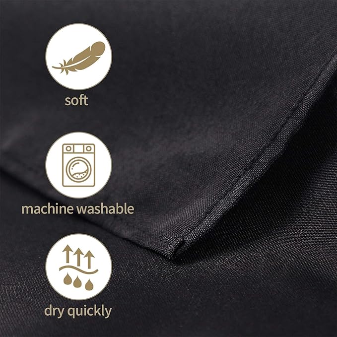 50pcs Polyester Cloth Napkins - 20 x 20 inch Black Dinner Washable Napkins with Hemmed Edges for Restaurant/Wedding/Hotel(50,Black)