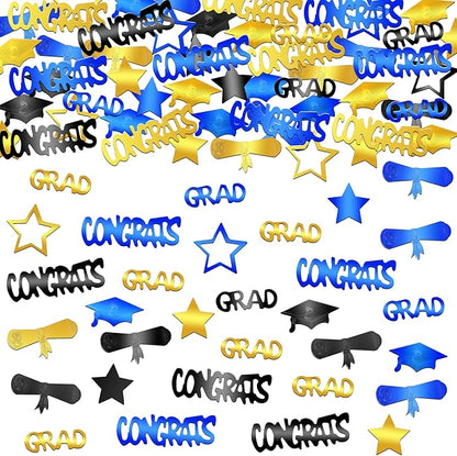 KatchOn, Gold and Black Graduation Confetti 2025 - Pack of 1300 | Grad Confetti Class of 2025 | Grad Table Decorations 2025 | Blue and Gold Graduation Decorations