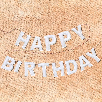 Felt Happy Birthday Garland Rainbow Banner Reusable Happy Birthday Sign Party Supply for Party Decor(White Color,Normal)