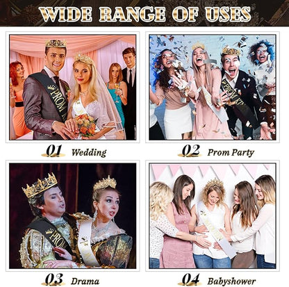 Henoyso 4 Pcs Prom King and Queen Crowns for Men Women Halloween Party King Queen Tiara Headband Homecoming Party Favor