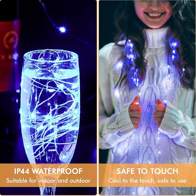 12 Pack Fairy Lights Battery Operated String Light，7FT 20LED Waterproof Silver Wire Christmas Lights Outdoor,Firefly Mini Light for Bedroom Party Birthday Wedding Indoor Decorations Home Decor