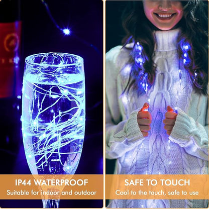 12 Pack Fairy Lights Battery Operated String Light，7FT 20LED Waterproof Silver Wire Christmas Lights Outdoor,Firefly Mini Light for Bedroom Party Birthday Wedding Indoor Decorations Home Decor
