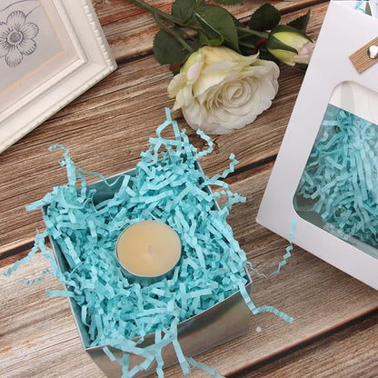 2 LB Light Blue Crinkle Cut Paper Shred Filler for Gift Basket Easter Egg Grass